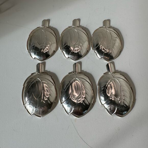 WMF Metalworks Art Nouveau Leaf Aluminum Ashtrays - Set of 6 - German - Picture 1 of 10